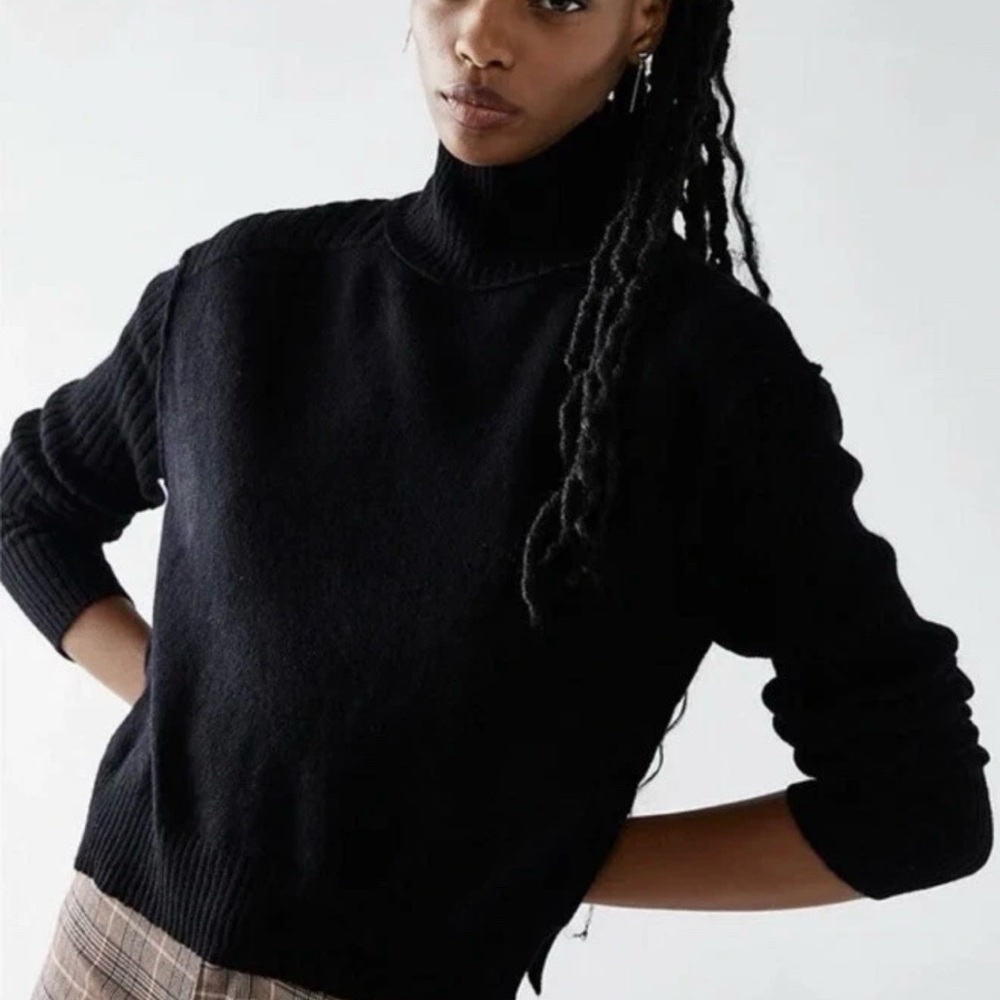 Free People Aubrey Cashmere‎ Black Sweater Size M READ